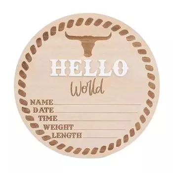 Знак для объявления о рождении ребенка Привет мир Знак для новорожденного Деревянный знак для объявления о рождении Сувенир Подарок на детский праздник для декора детской комнаты Реквизит для фото B