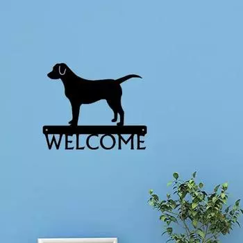 Знак «Добро пожаловать в гости к собаке» — Лабрадор — 12 дюймов в ширину, настенные таблички для ключей в доме, настенный декор чёрный