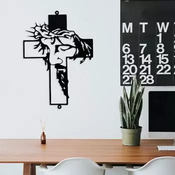 Знак «Иисус крест» Акриловый знак «Крест» Настенный декор Знак «Вера крест» Увенчанный терниями Знак «Иисус религиозный крест» для христианского домашнего офиса Декор на Пасху жёлтый