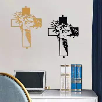 Знак Иисуса Креста Акриловый Крест Знак Настенный Декор Знак Веры Крест Увенчанный жёлтый