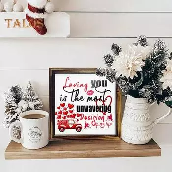 Знак из дерева ко Дню святого Валентина, романтическая стоячая настольная табличка с рамкой, деревенская полка для стола, многоярусный поднос, украшение для вечеринки по случаю годовщины One Size A