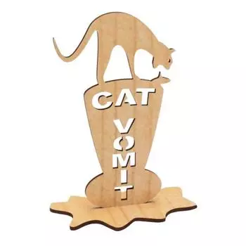 Знак «Кошачья рвота» Смешной деревянный знак «Осторожно, кошачья рвота» Для офисного стола Знак «Рвота кошки» Подарок-прикол для коллег, владельцев кошек A