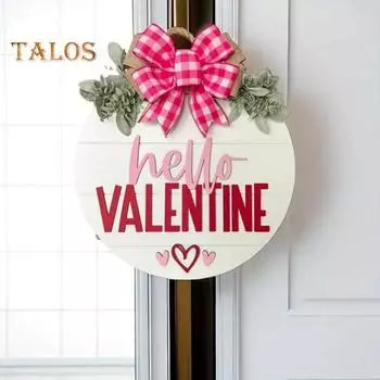 Знак на дверь ко Дню святого Валентина, деревянный знак на дверь с красным розовым бантом, настенная табличка для фермерского дома, декор крыльца входной двери A