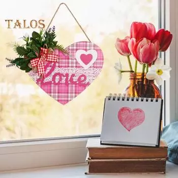 Знак на дверь ко Дню святого Валентина с надписью «Любовь» и шнурком, легко вешается, гладкий край без заусенцев, в форме сердца, настенный деревянный знак, украшение розовый