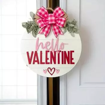 Знак на дверь ко Дню святого Валентина, деревянный знак на дверь с красным розовым бантом, настенный знак для фермерского дома A