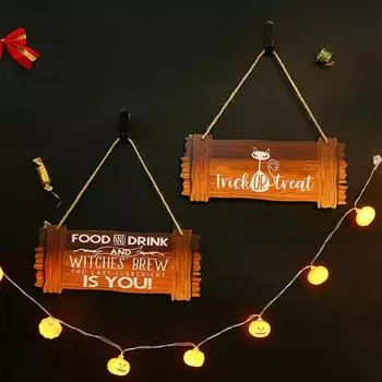 Знак на дверь на Хэллоуин, деревянный знак приветствия на Хэллоуин, ретро-подвесная вывеска с шнуром для окна D