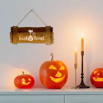 Знак на дверь на Хэллоуин, деревянный знак приветствия на Хэллоуин, ретро-подвесная вывеска со шнуром для окна, передней двери, забора D