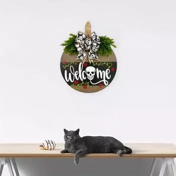 Знак на дверь в виде черепа, входная дверь, приветственный знак, деревянный бант из черепа, подвесной светильник из сосны