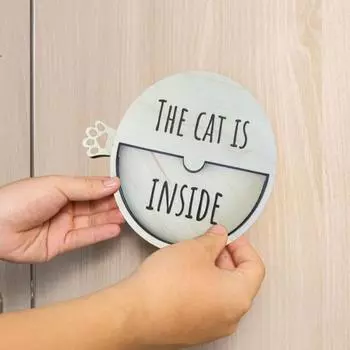 Знак-напоминание о кошке Yousheng, указатель на кошку внутри или снаружи, деревянный указатель местонахождения кошки, дверной знак, подарок для владельцев кошек 1pc