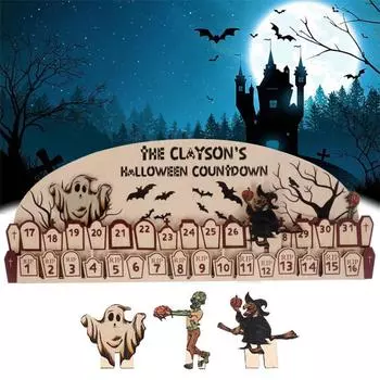 Знак обратного отсчета календаря Адвента на Хэллоуин со съемным декором рабочего стола ведьмы