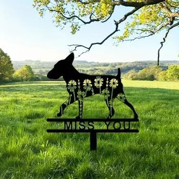 Знак памятного столба для терьера, металлический маркер для могилы питомца, элегантный знак сочувствия и подарок в связи с потерей питомца, стильное украшение двора и сада чёрный