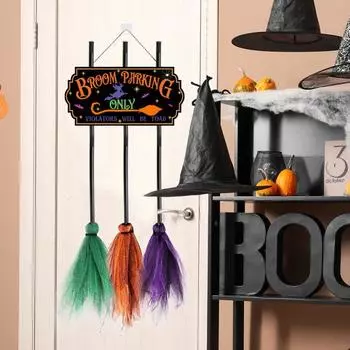 Знак парковки метлы Хэллоуина Деревянный знак парковки метлы с 3 легко собираемыми ведьмами 60cm