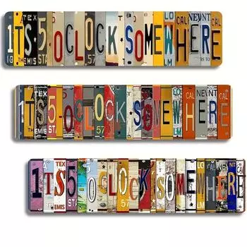 Знак «пять часов» металлический настенный декор для домашнего бара ресторана паба, размеры 4 x 16 дюймов, забавный декор для кухни темно-синий