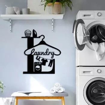 Знак прачечной, винтажный металлический настенный художественный знак, подвесное украшение на тему прачечной, украшение для двери прачечной, настенная полка чёрный
