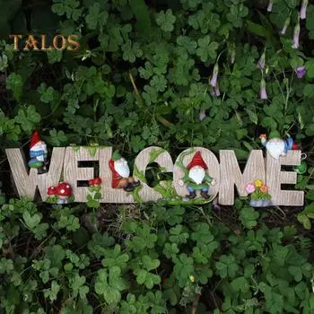 Знак приветствия гнома из смолы, мультяшный гном, украшение в виде садового гнома, буква приветствия для домашнего офиса, балкона, внутреннего и наружного декора