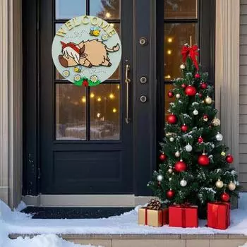 Знак приветствия коровы Yousheng Highland, деревянный знак с изображением пчелы и коровы Highland, деревенский настенный знак для крыльца дома, весеннего декора фермерского дома A