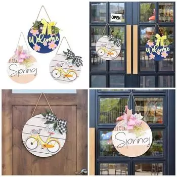 Знак приветствия на входной двери, круглый знак, подвесной знак приветствия для крыльца фермерского дома, весенний знак приветствия на входной двери, декор