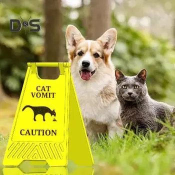 Знак «Рвота кошки» 3,9 дюйма, 3D-печатный предупреждающий знак для рвоты кошки или собаки, предупреждающий знак «Рвота кошки или собаки» для домашнего декора, подарок любителям кошек Cat