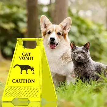 Знак «Рвота кошки» 3,9 дюйма, 3D-печатный предупреждающий знак для рвоты кошки или собаки, предупреждающий знак «Рвота кошки или собаки» для домашнего декора, подарок любителям кошек Cat
