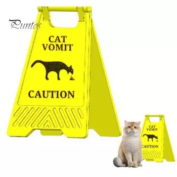 Знак «Рвота кошки» 3,9 дюйма, 3D-печатный предупреждающий знак для рвоты кошки или собаки, предупреждающий знак «Рвота кошки или собаки» для домашнего декора, подарок любителям кошек Cat