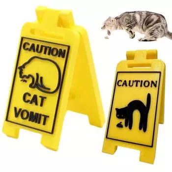 Знак «Рвота кошки» 3D-печатный знак «Рвота кошки» Предупреждающий знак для домашнего декора Знак «Осторожно, рвота кошки» Подарок для владельцев кошек