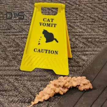 Знак «Рвота кошки» 4-дюймовый черный силуэт кошки, предупреждающий знак «Рвота кошки» Знак «Осторожно, рвота кошки» для владельцев кошек, дома или в местах содержания домашних животных A