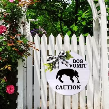 Знак «Рвота кошки», круглый деревянный знак «Добро пожаловать», знак «Рвота кошки или собаки», украшение на крыльце, подарок для владельцев домашних животных Dog