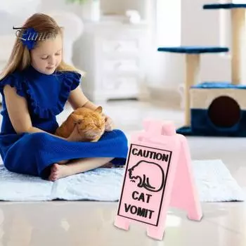 Знак «Рвота кота» 3D-печатный знак «Рвота котенка» для домашнего офиса, рабочего стола, напольного мини-таблички, украшения, кляп, подарок красный