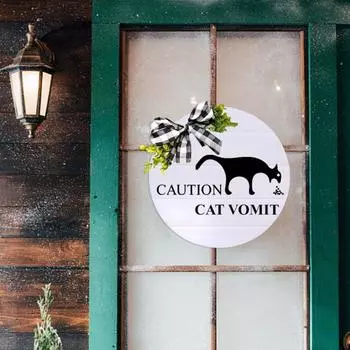 Знак рвоты кошки или собаки круглый деревянный приветственный знак рвота кошки или собаки Dog