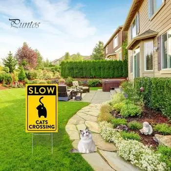 Знак «Снизьте скорость», знак «Кошки переходят дорогу», металлический предупреждающий знак с рисунком кошачьей задницы, знак для безопасности кошек, подарок владельцам кошек жёлтый
