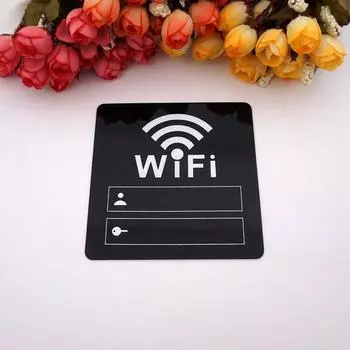 Знак WiFi 3D Акриловые Зеркальные Настенные Наклейки Переписываемые Рукописные Учетные Записи и Пароль Для Вывесок Общественных Магазинов