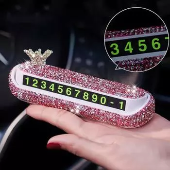 Знак временной парковки автомобиля, женский трендовый креативный номер телефона, парковочная карта, автомобиль, движущийся светящийся цифровой орнамент для автомобиля розовый