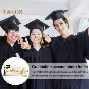 Знак выпускного стола 2025 года, шляпа бакалавра выпускников средней школы, деревянный знак с основанием, украшение для домашней выпускной церемонии