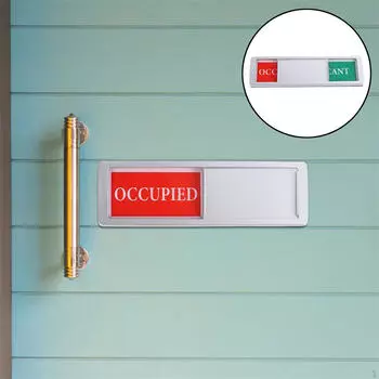 Знак занятости конференц-отеля в ванной комнате, индикатор знака раздвижной двери для конфиденциальности, только Occupied Silver