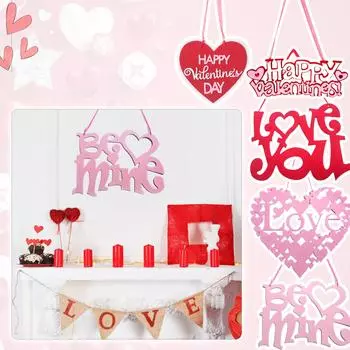 Знаки ко Дню святого Валентина, подвесные украшения в форме сердца, дверная табличка, счастливый знак, украшения для входной двери ко Дню святого Валентина для дома One Size