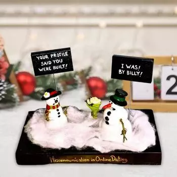 Знакомства Снеговики Орнамент Недопонимание в Онлайн Знакомствах Смола Снеговики Пара Фигурка Каламбур
