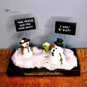 Знакомства Снеговики Украшение Недопонимание в Онлайн Знакомствах Смоляные Снеговики Пара Фигурка Каламбур Снеговики Настольный Декор Подарок Любви на День Святого Валентина белый