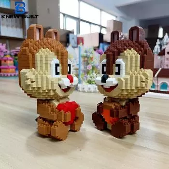 Знал, построил 2 шт. Модель белки, мини-строительные блоки, детские обучающие игрушки для малышей, черная кошка, сиба-ину, корги, питомец, стиль кирпича