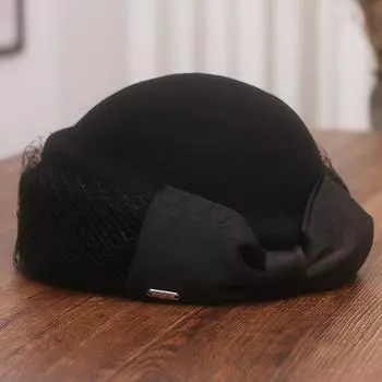 Знаменитая дочь, ветровой сетчатый бант, женский осенне-зимний новый шерстяной цилиндр, элегантная шляпа стюардессы M56-58cm