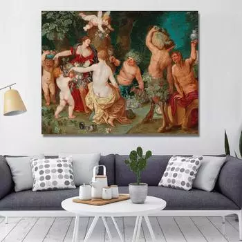 Знаменитая настенная живопись маслом Ангел и вакханальный ужин классическая картина на холсте с принтом плакат для гостиной домашний декор 21*30cm