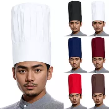 Знаменитая шляпа шеф-повара, кондитерская, тканевая шляпа, рабочая шляпа, плиссированная шляпа One Size чёрный