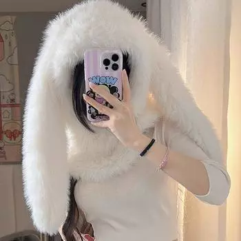 Знаменитости Интернета с тем же самым Bonnie Rabbit шапка шарф интегрированная защита ушей теплая флисовая шапка Lei Feng женская осенне-зимняя лыжная M56-58cm