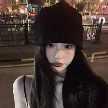 Знаменитости из Интернета показывают лицо маленькая черная шляпа женская осенне-зимняя универсальная шерстяная шапка сумка холодная шапка вязаная ворсовая шапка average size (55-59cm)