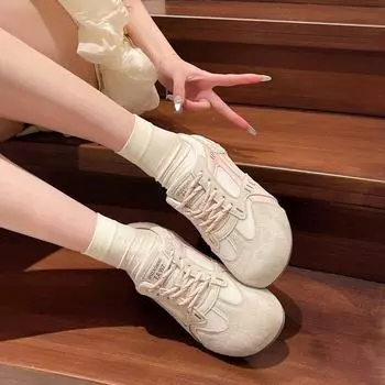 Знаменитости из Интернета в удобных кроссовках с плоской подошвой, модных кроссовках для моральной подготовки, женская обувь 2025 года, весенняя новинка, сладкая, универсальная, дышащая, модная обувь 35 розовый