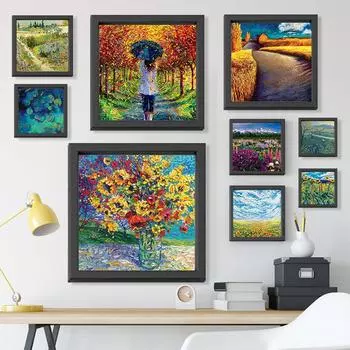 Знаменитые картины Ван Гога маслом на холсте настенное искусство постер и принты абстрактный пейзаж картина для гостиной домашний декор Cuadros 20x20cm Unframed