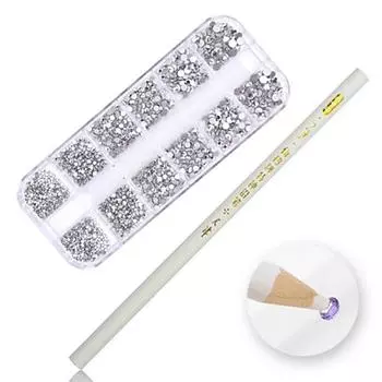 Знаменитые красивые женские украшения для дизайна ногтей с плоскими стразами, разные размеры ручки серебряный