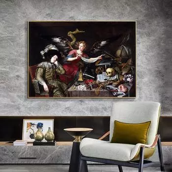 Знаменитые постеры и принты с картинами, настенная живопись на холсте, мечта рыцаря Антонио де Переда, картины для декора гостиной 21*30cm