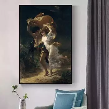 Знаменитые постеры и принты с картинами, настенная живопись на холсте, картина Пьера Огюста «Шторм» для декора гостиной без рамки 20x30cm