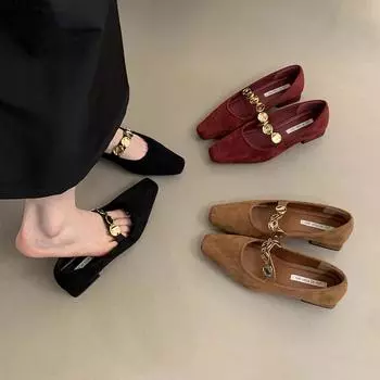 Знаменитые темпераментные туфли Doudou женские однотонные золотые пряжки маленькие кожаные туфли весенне-летняя одежда для вечерних платьев Мэри Джейн одинарные туфли 35 хаки
