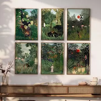 Знаменитый Анри Руссо Пейзаж Холст Картина Современные лесные постеры и принты Настенная картина для гостиной Домашний декор 21x30cm No Framed